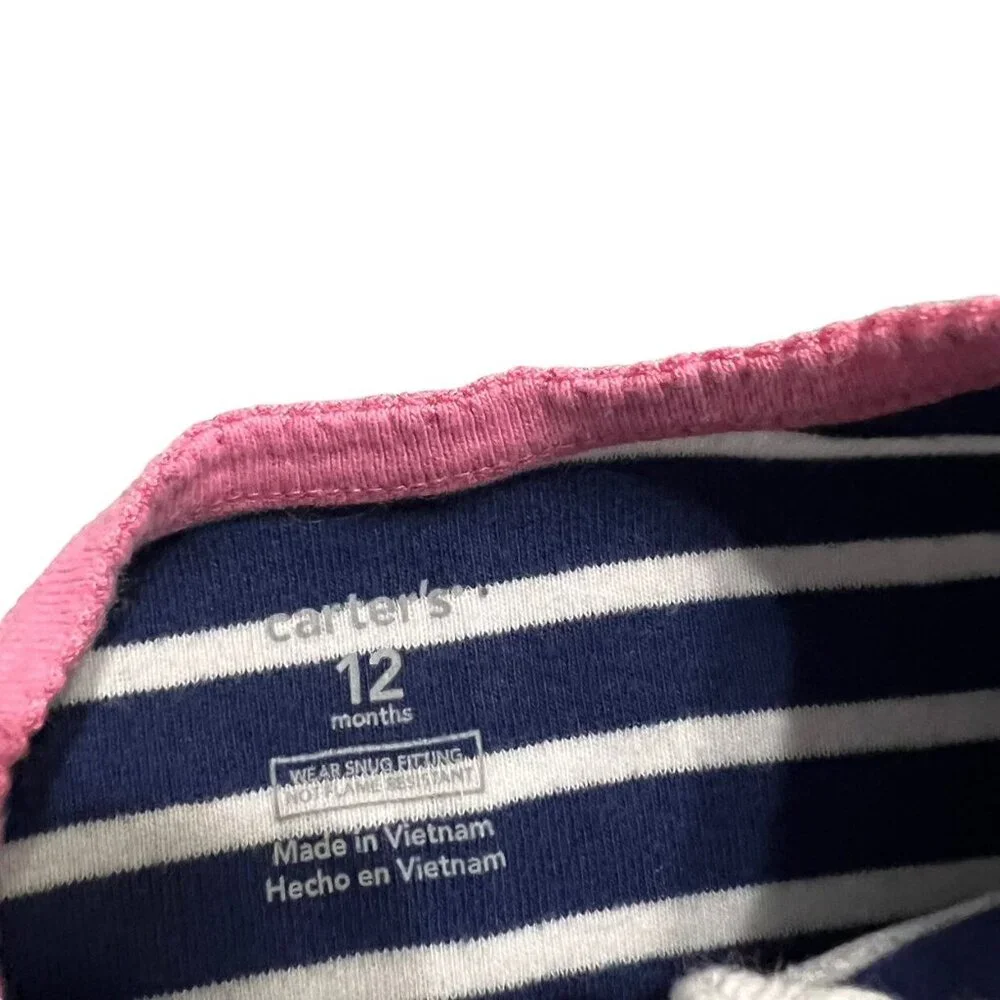 Carter's 12m Striped Butterfly Zipper Sleeper Pajamas